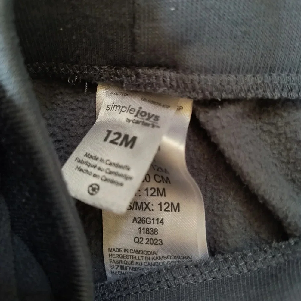 2 pair very lightly used blue and gray sweatpants for baby size 12 months